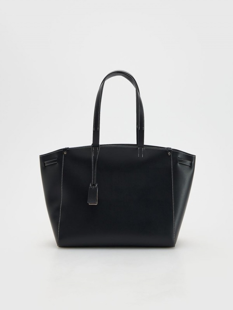 Reserved Contrasting Stitching Taschen Damen Schwarz | SAKIPR-162