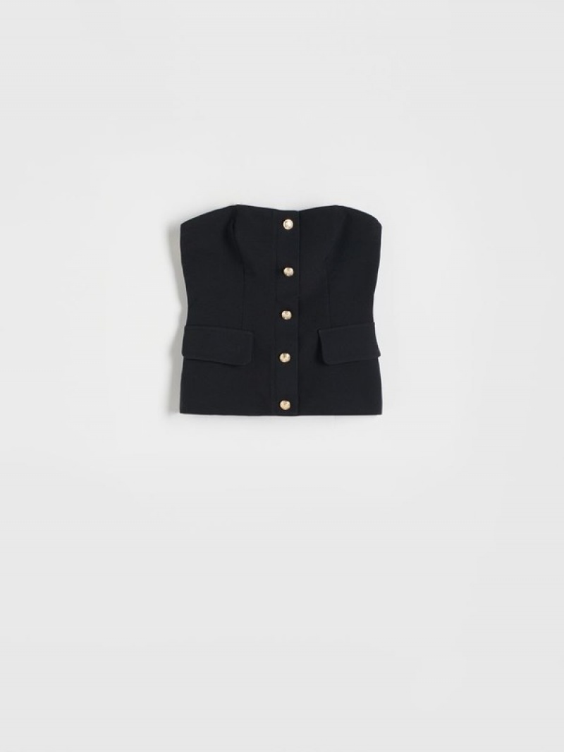 Reserved Corset Top Weste Damen Schwarz | YAEVLB-280