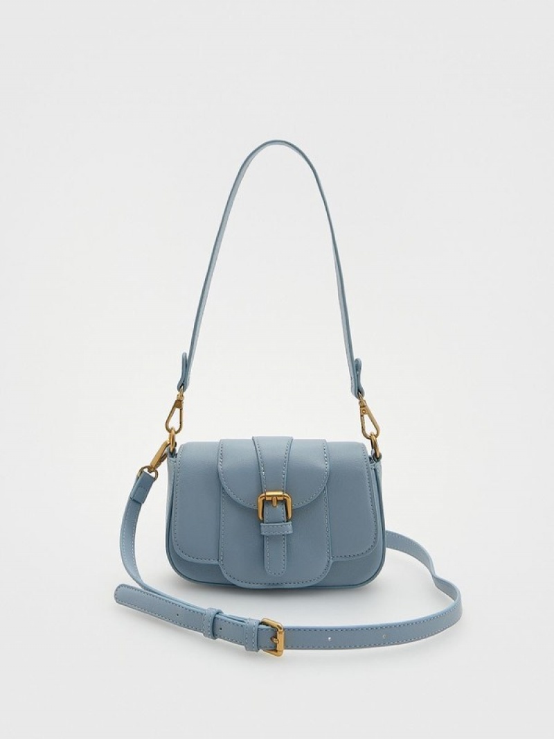 Reserved Decorative Schnallen Taschen Damen Blau | UELSFY-938