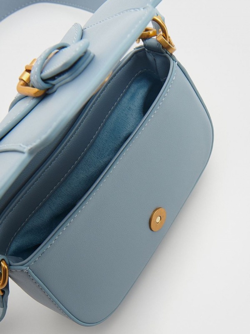 Reserved Decorative Schnallen Taschen Damen Blau | UELSFY-938