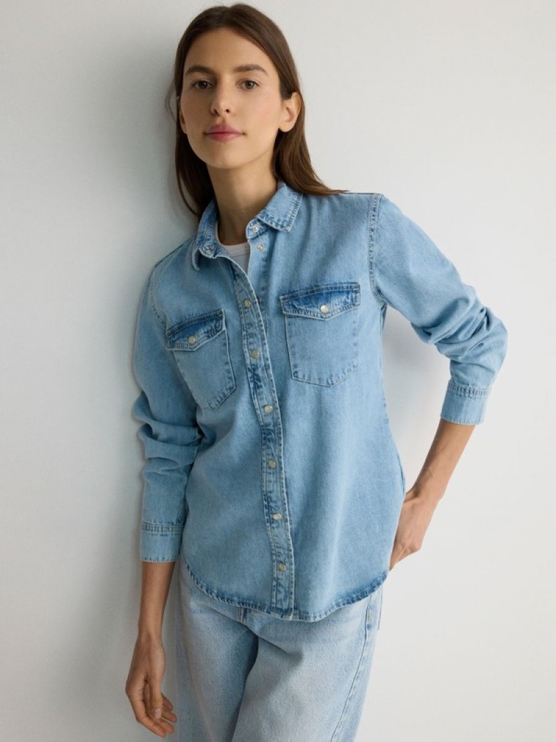 Reserved Denim Hemd Damen Blau | BUNLJR-690