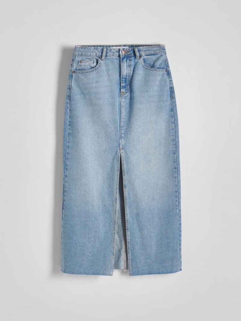 Reserved Denim Midi Röcke Damen Blau | NHOMFD-816