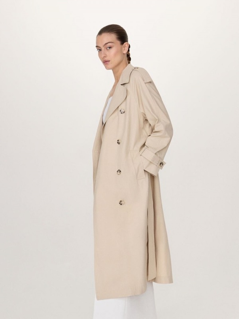 Reserved Double Breasted Oversized Trench Mäntel Damen Beige | TJQWUP-576