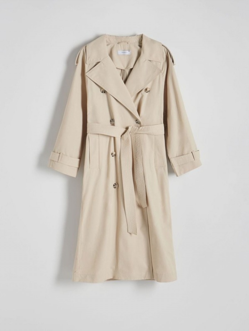 Reserved Double Breasted Oversized Trench Mäntel Damen Beige | TJQWUP-576