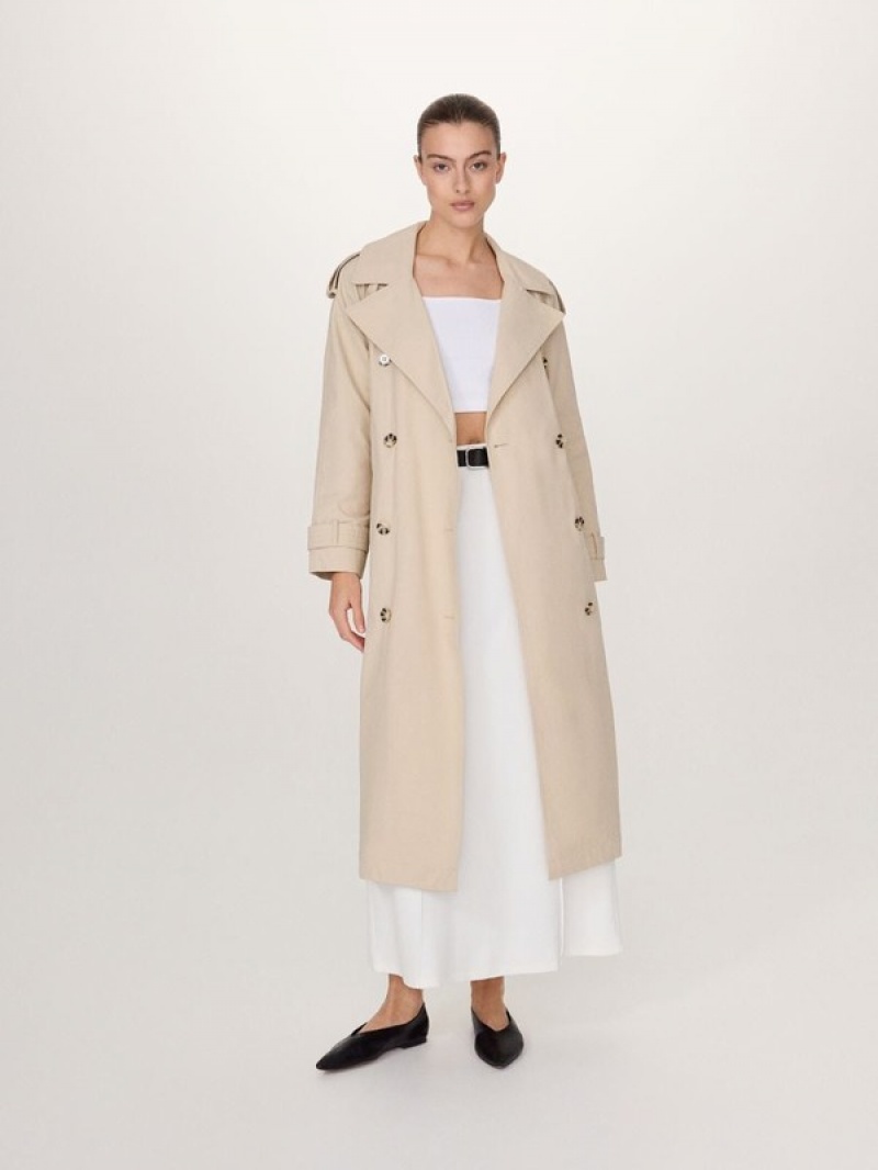 Reserved Double Breasted Oversized Trench Mäntel Damen Beige | TJQWUP-576