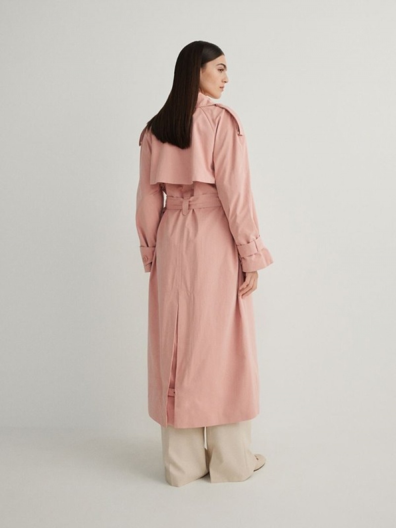 Reserved Double Breasted Oversized Trench Mäntel Damen Rosa | VNTJSD-521