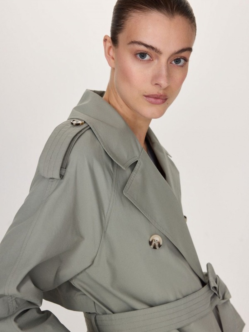 Reserved Double Breasted Oversized Trench Mäntel Damen Grün | MONFJL-453