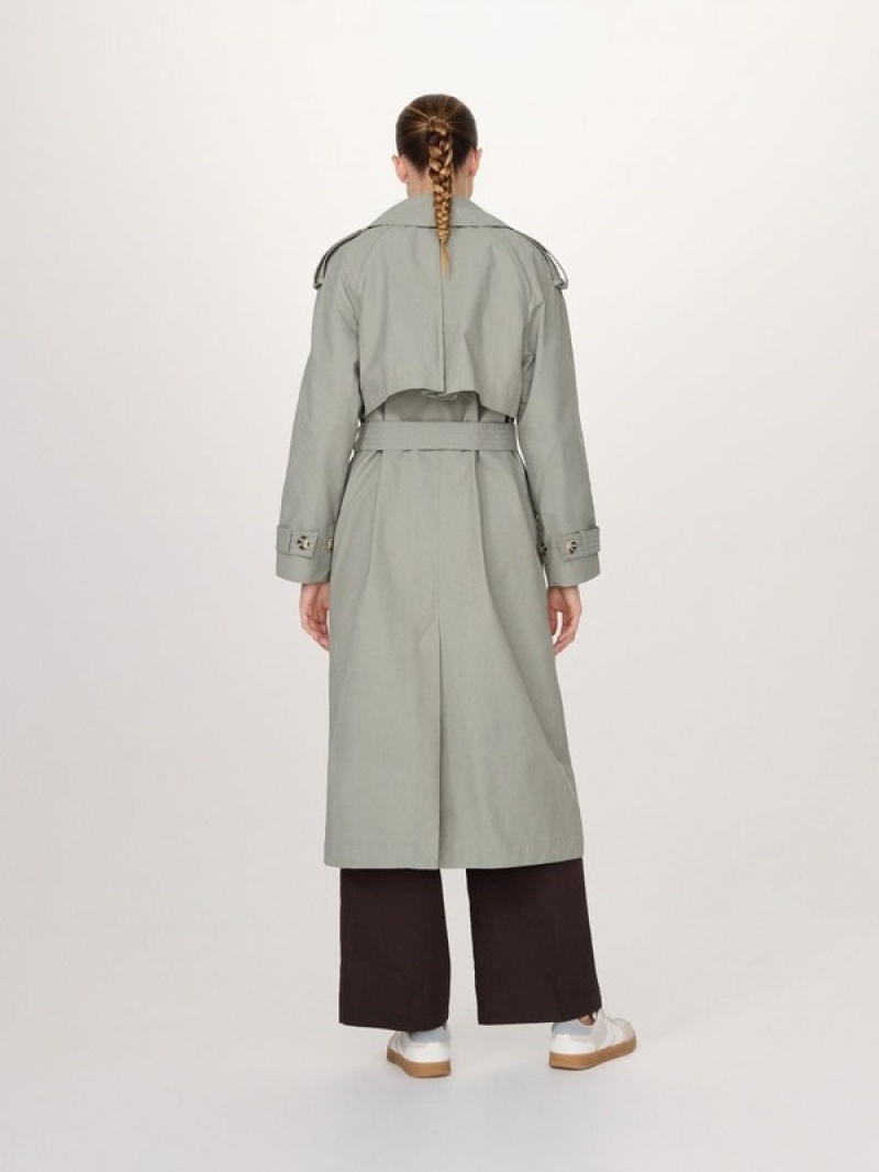 Reserved Double Breasted Oversized Trench Mäntel Damen Grün | MONFJL-453