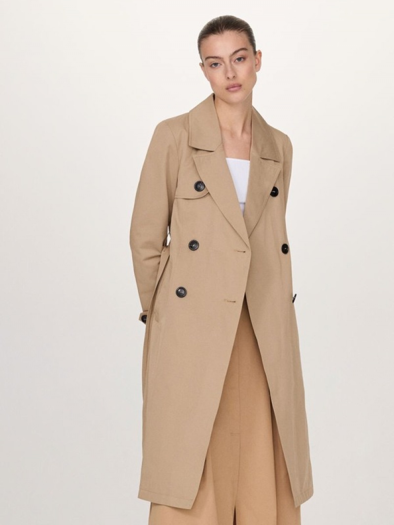 Reserved Double-breasted Trench Mäntel Damen Beige | ILKOBF-908