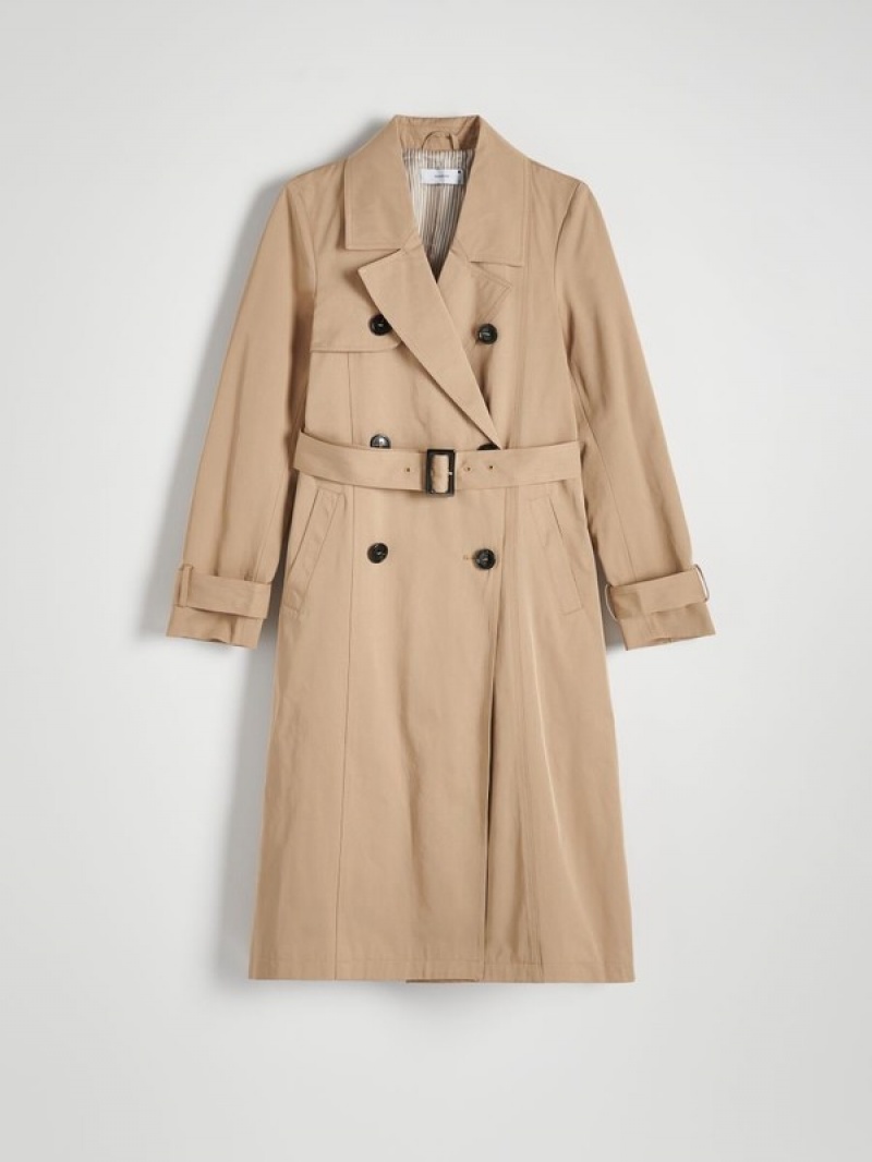 Reserved Double-breasted Trench Mäntel Damen Beige | ILKOBF-908