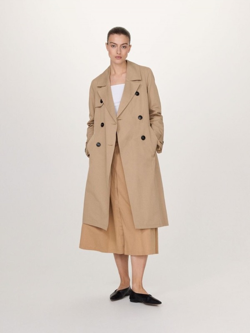 Reserved Double-breasted Trench Mäntel Damen Beige | ILKOBF-908