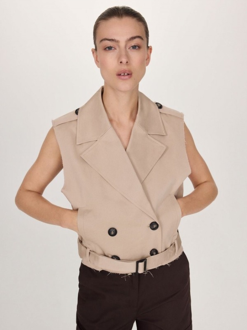 Reserved Double-breasted Weste Damen Beige | ACEJZG-061