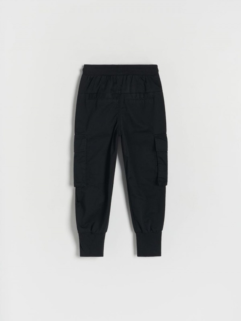 Reserved Fabric Cargo Joggers Hosen Jungen Schwarz | RIXYEZ-540