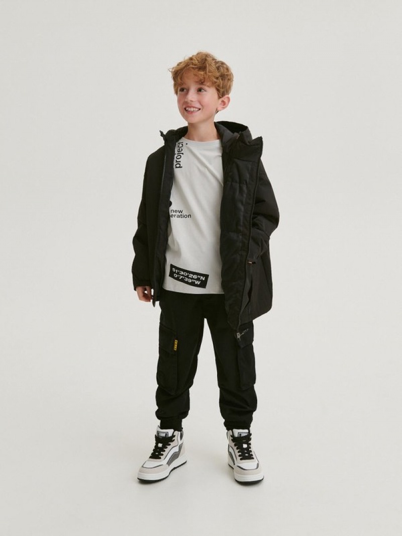 Reserved Fabric Cargo Joggers Hosen Jungen Schwarz | KFMUVG-951