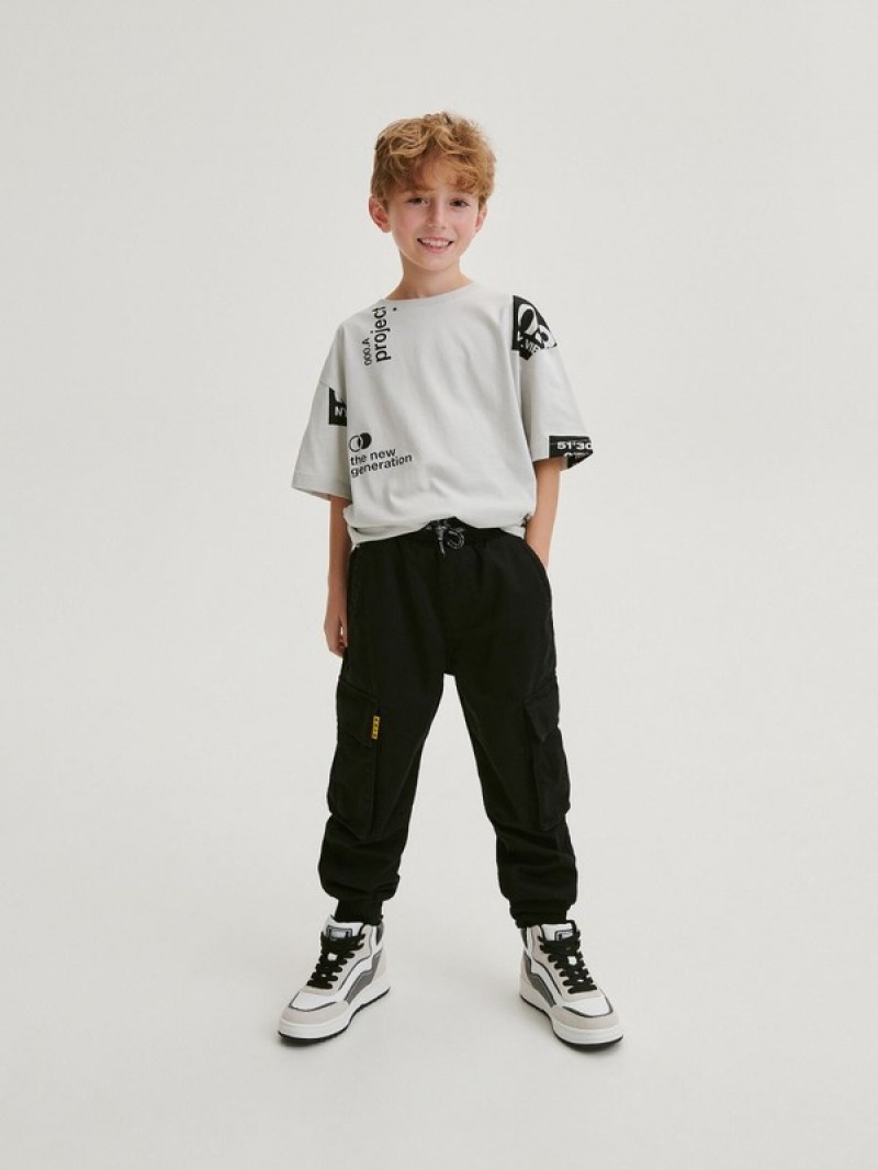 Reserved Fabric Cargo Joggers Hosen Jungen Schwarz | KFMUVG-951