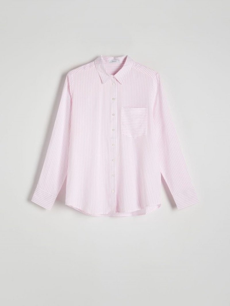 Reserved Gestreift Hemd Damen Rosa | KPGJYT-359