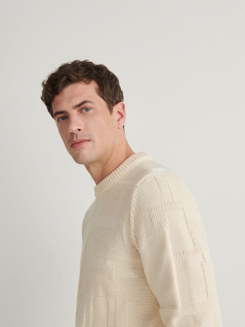 Reserved Jumper In Textured Knit Pullover Herren Beige | KAHZNW-895