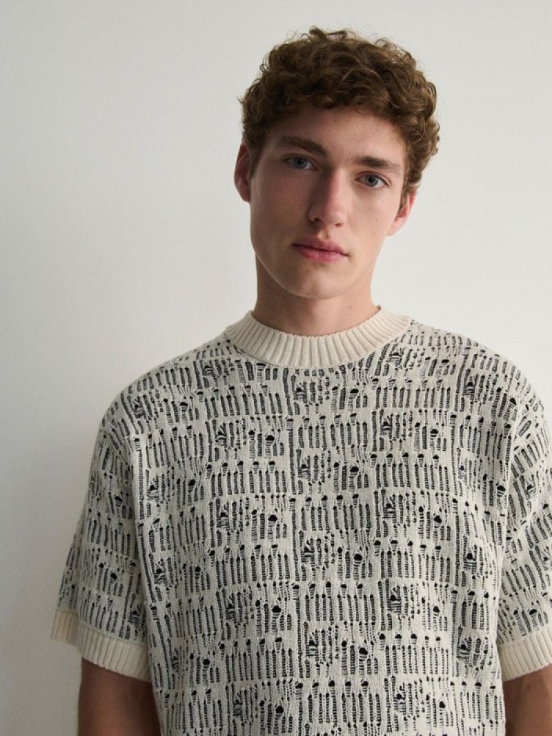 Reserved Jumper In Textured Knit Pullover Herren Weiß | ASXBFW-513