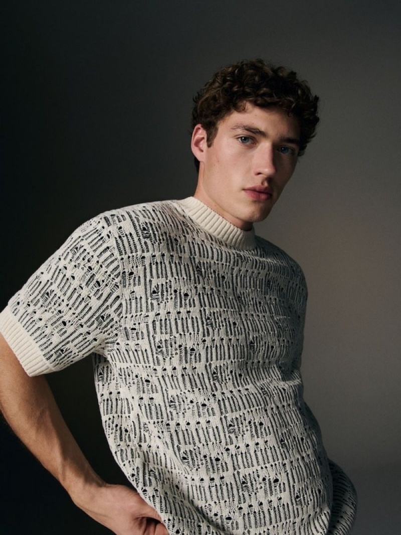 Reserved Jumper In Textured Knit Pullover Herren Weiß | ASXBFW-513