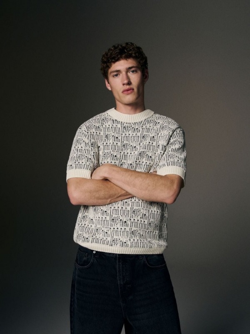 Reserved Jumper In Textured Knit Pullover Herren Weiß | ASXBFW-513