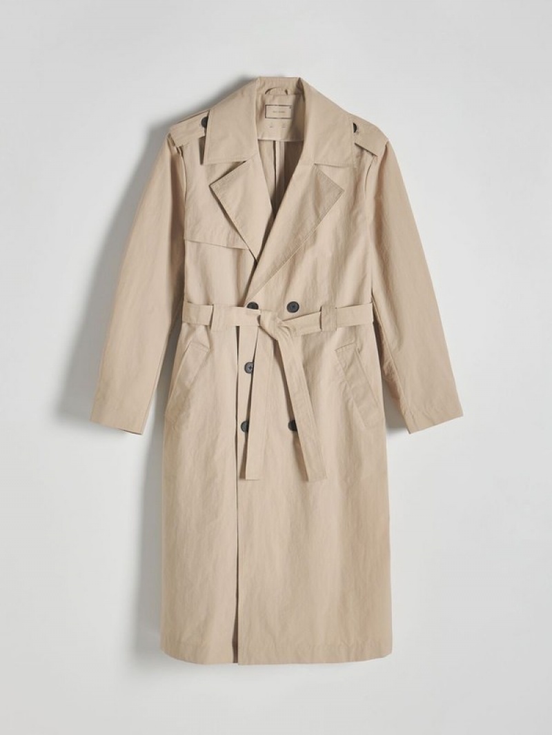 Reserved Klassische Design Trench Mäntel Herren Beige | VONURY-086