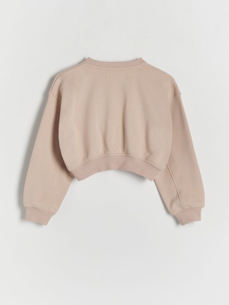 Reserved Kurzes Printed Sweatshirts Mädchen Beige | UMRPEC-503