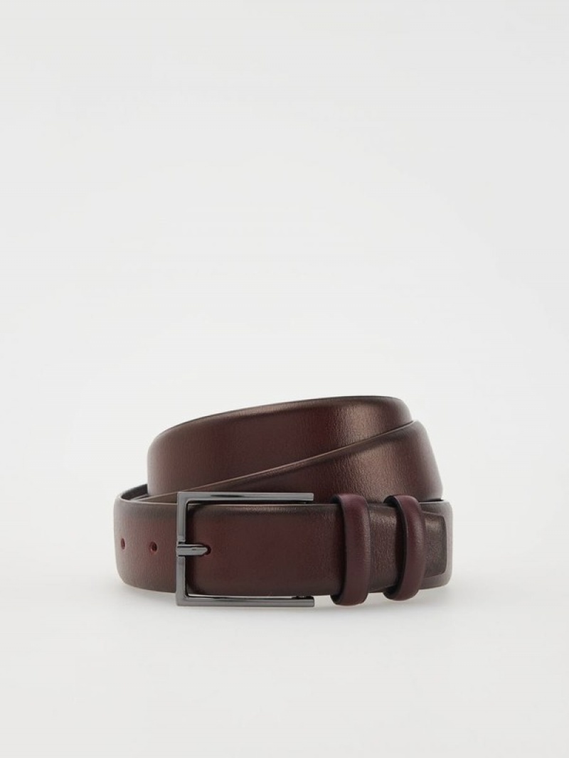 Reserved Leatherbuckle Gürtel Herren Bordeaux | DOURWA-821