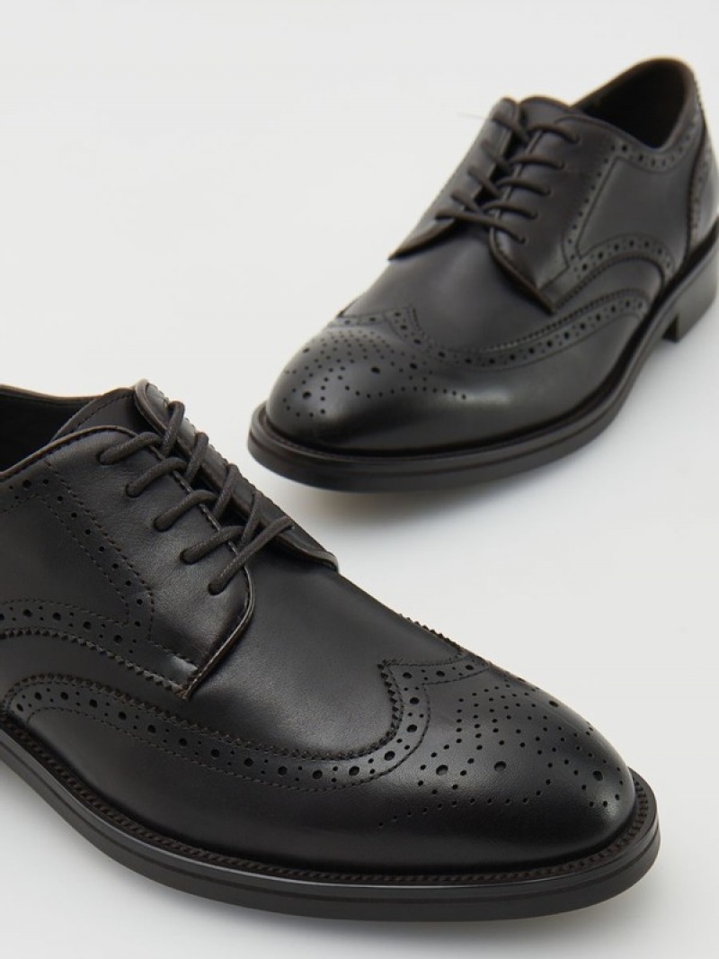 Reserved Leder Derby Schuhe Herren Dunkelbraun | OCKVAZ-743