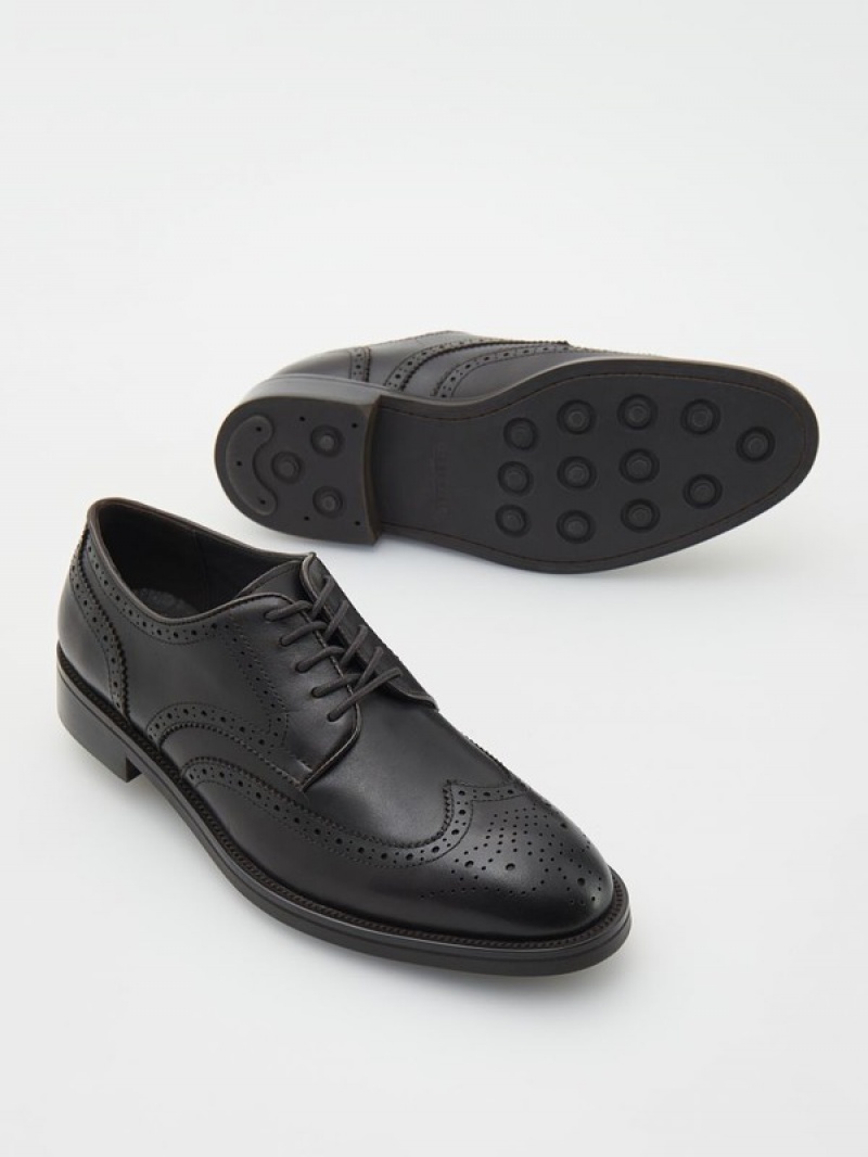 Reserved Leder Derby Schuhe Herren Dunkelbraun | OCKVAZ-743