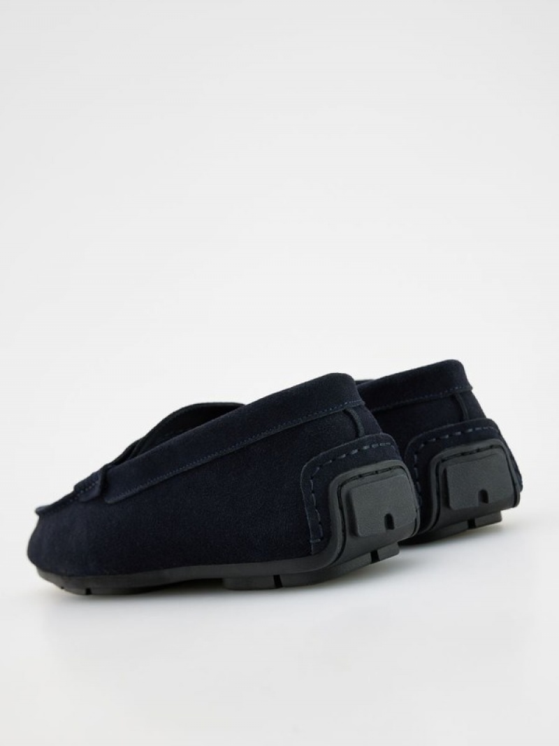 Reserved Leder Schuhe Herren Navy | FKLRWT-304