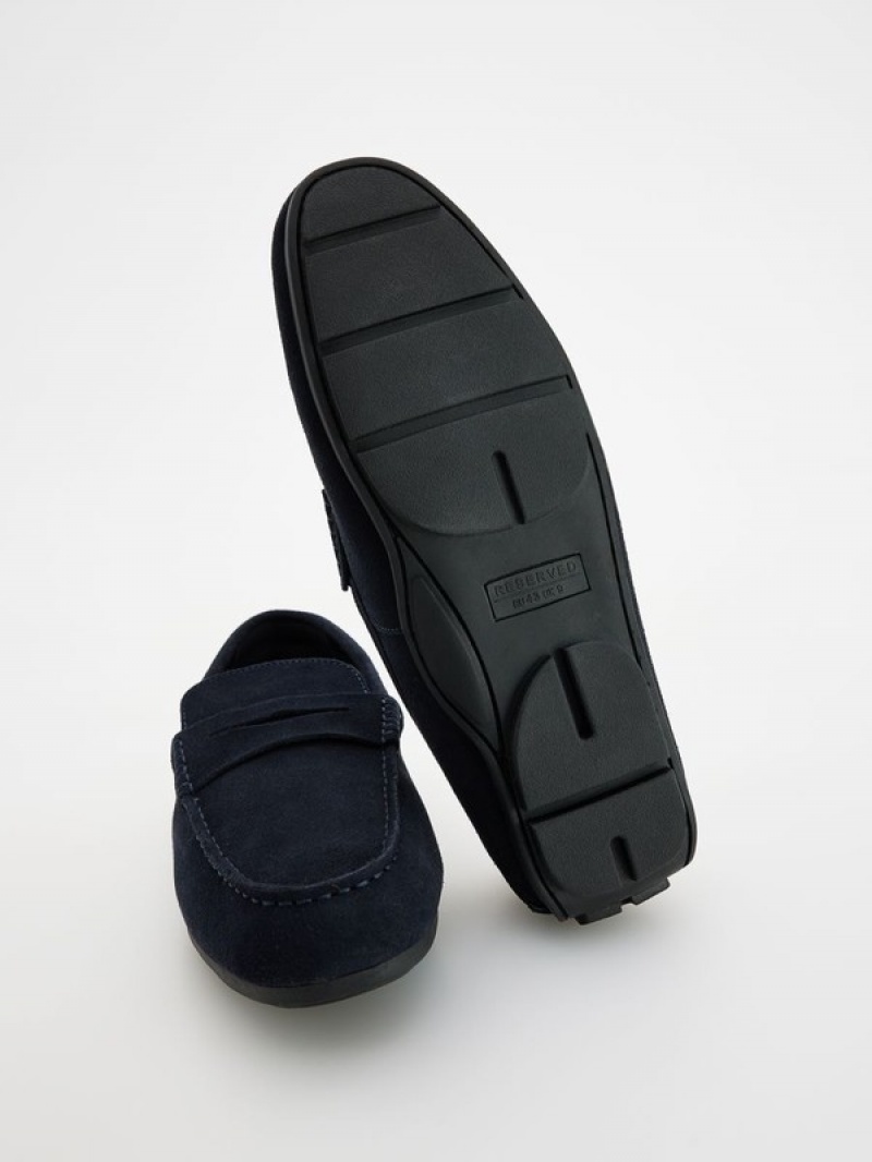 Reserved Leder Schuhe Herren Navy | FKLRWT-304