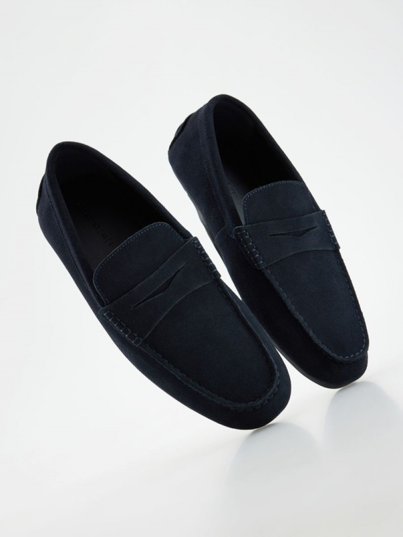 Reserved Leder Schuhe Herren Navy | FKLRWT-304