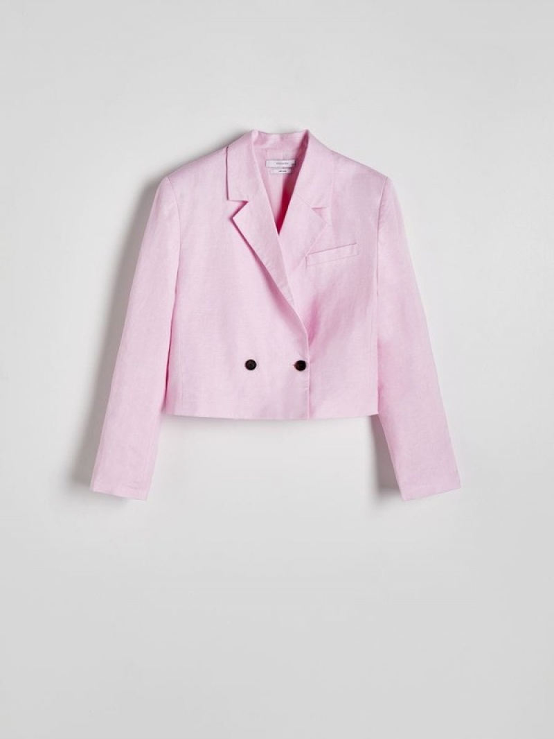 Reserved Linen And Viscose Blend Blazer Damen Rosa | ELQFMX-368