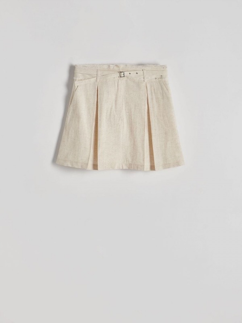 Reserved Linen Blend Mini Röcke Damen Beige | HCOIYW-862