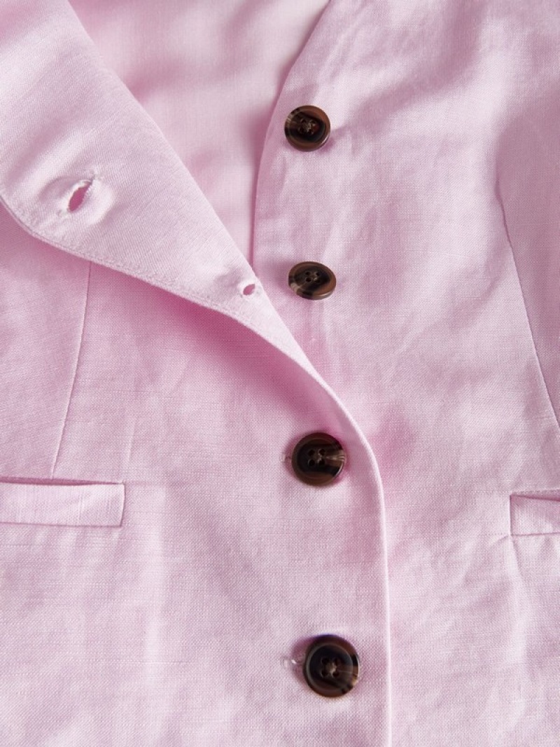 Reserved Linen Blend Weste Damen Rosa | PYQDVK-702