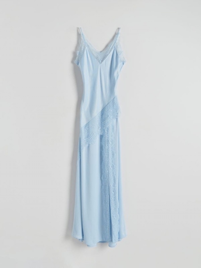 Reserved Lingerie Maxi Kleid Damen Blau | VCOUAZ-907