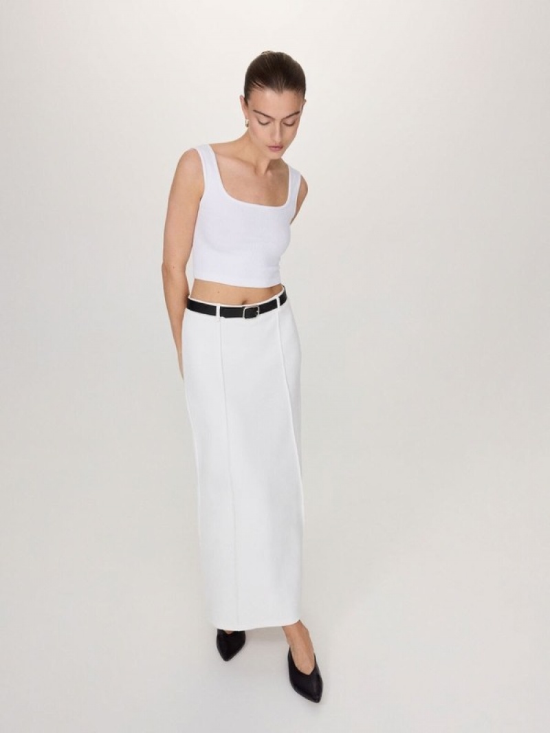 Reserved Maxi With Röcke Damen Weiß | QEYWTS-031