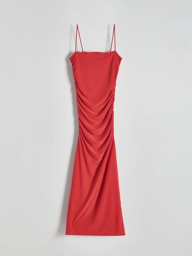 Reserved Maxidraping Kleid Damen Rot | SBNVMH-049