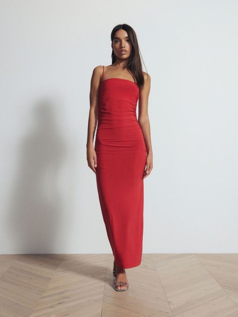 Reserved Maxidraping Kleid Damen Rot | SBNVMH-049