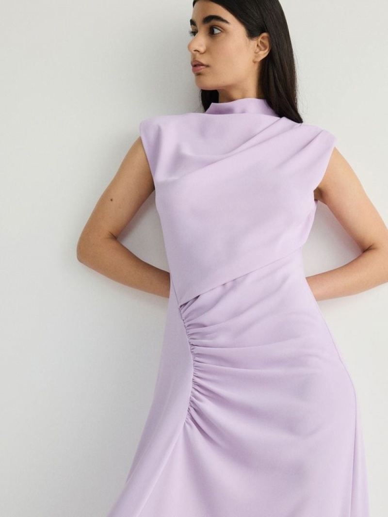 Reserved Maxigathering Kleid Damen Lavendel | PKGBUF-347