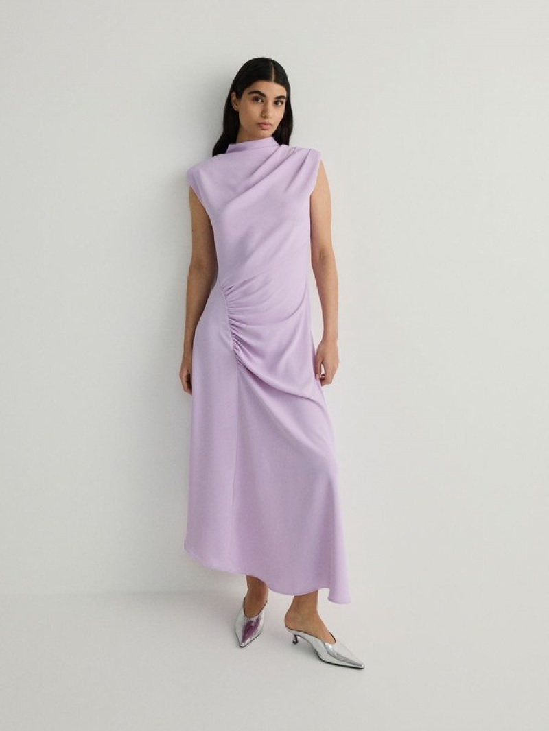 Reserved Maxigathering Kleid Damen Lavendel | PKGBUF-347