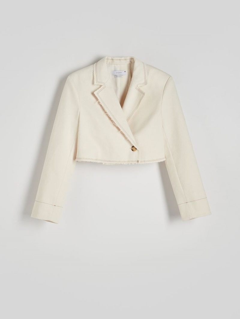 Reserved Metallic Blazer Damen Weiß | KUJPVT-805