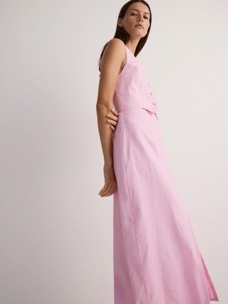 Reserved Midi Kleid Damen Rosa | JWUARG-573