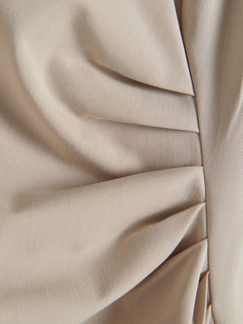 Reserved Minigathered Details Kleid Damen Beige | KJSEWH-026