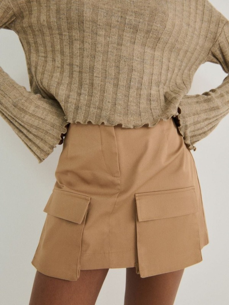 Reserved Minipockets Röcke Damen Beige | IETHZG-217