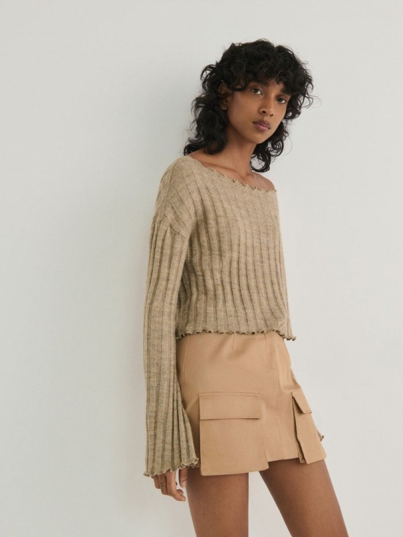 Reserved Minipockets Röcke Damen Beige | IETHZG-217