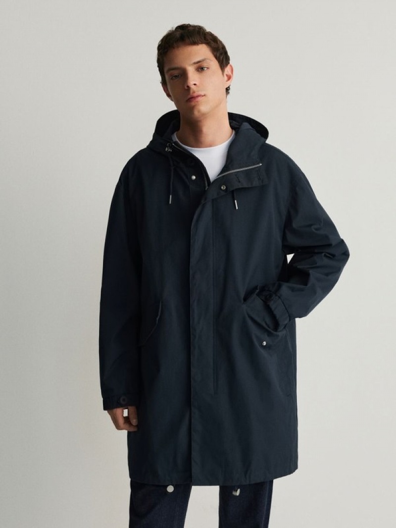 Reserved Mit Kapuze Parka Mäntel Herren Navy | HQARDX-632