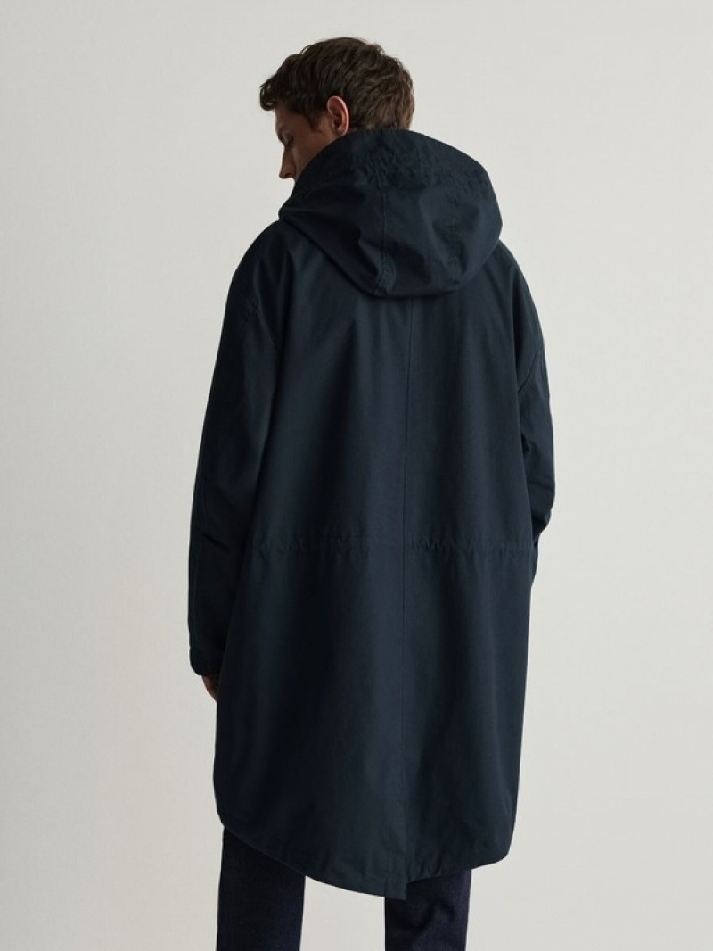 Reserved Mit Kapuze Parka Mäntel Herren Navy | HQARDX-632