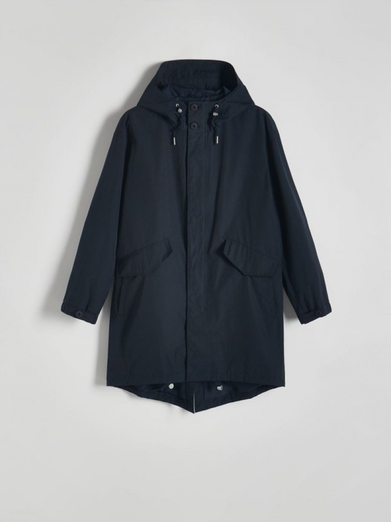 Reserved Mit Kapuze Parka Mäntel Herren Navy | HQARDX-632