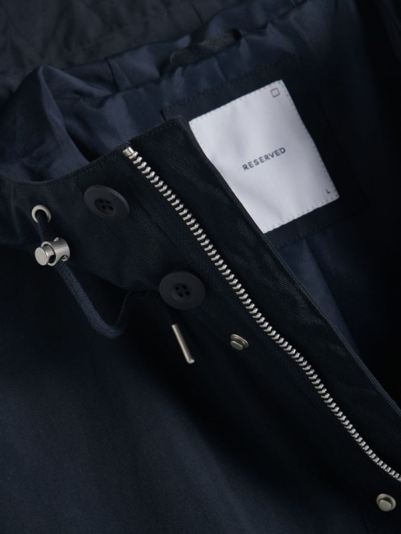 Reserved Mit Kapuze Parka Mäntel Herren Navy | HQARDX-632